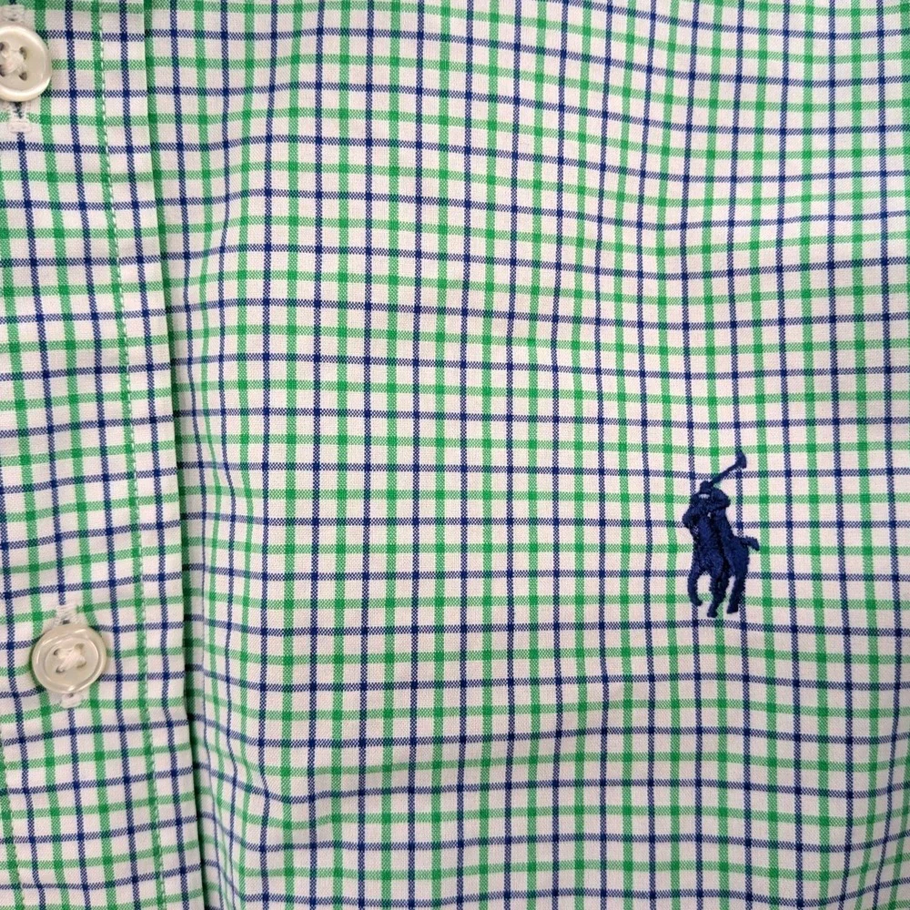 Ralph Lauren Boys Green Blue Gingham Preppy Button‎ Down Shirt Size 16